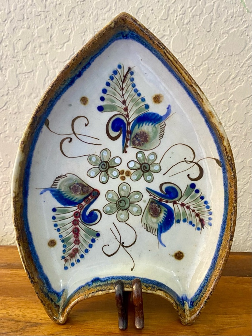 Ken Edwards Tonala Mexico Signed Pottery Dish - Hand-Painted